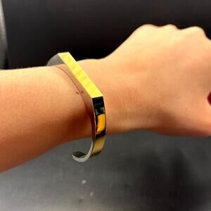 Bulova Two Tone Stainless Steel Open Cuff Bracelet Unisex Small NIB